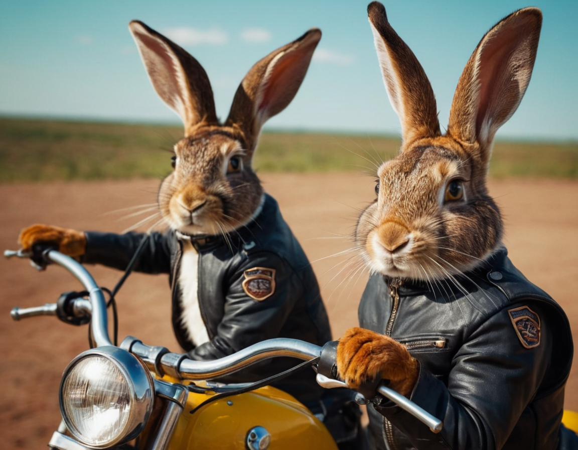 Conigli motociclisti: le strabilianti immagini generate dall’IA