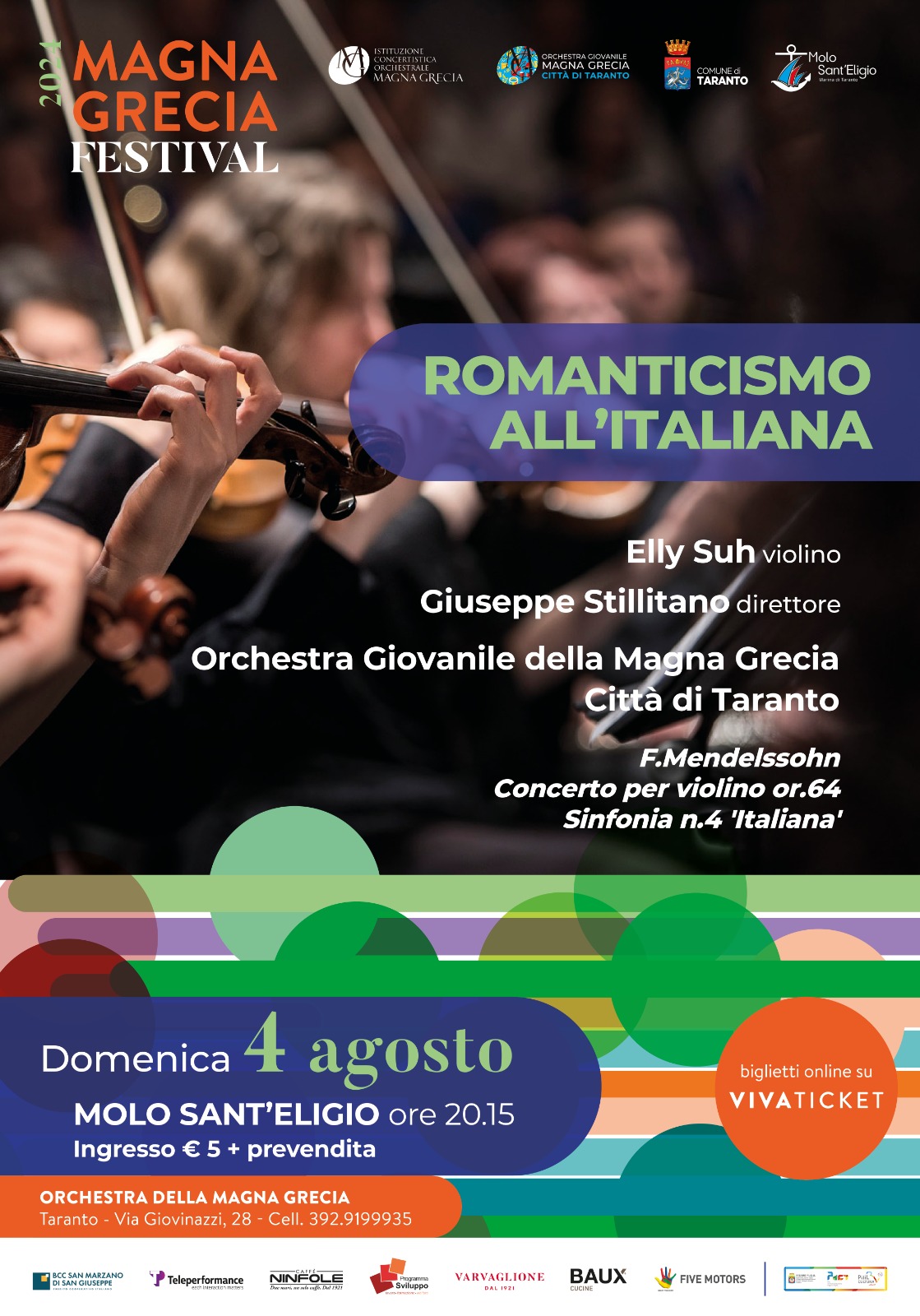 MAGNA GRECIA FESTIVAL – Domenica 4 agosto, Romanticismo all’italiana al Molo Sant’Eligio