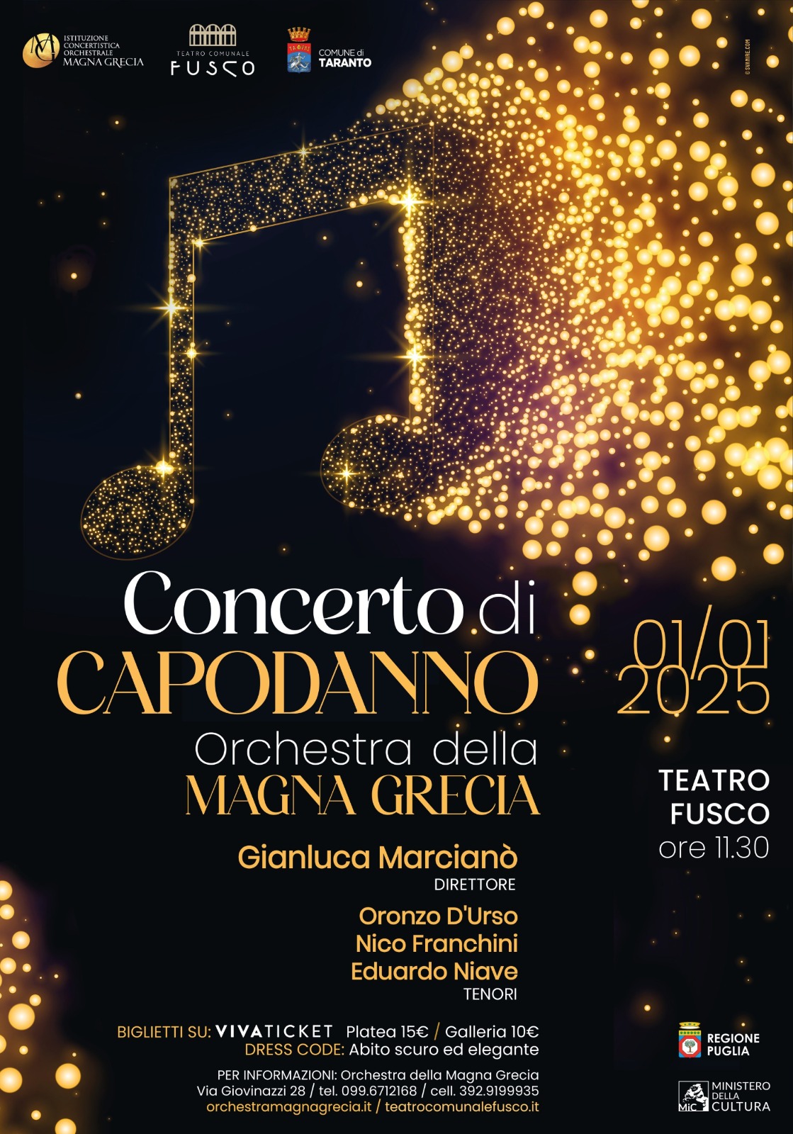 Concerto di Capodanno, mercoledì 1 gennaio Teatro comunale Fusco di Taranto