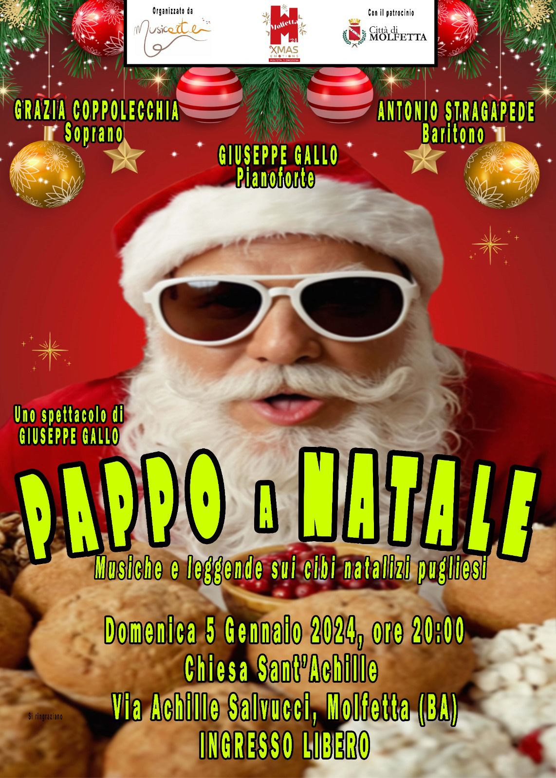 “Pappo a Natale”: a Molfetta un viaggio musicale e gastronomico tra le tradizioni pugliesi  